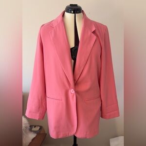 Vintage Hot Pink Sag Harbor Blazer Size 10 90s Bold Tailored Jacket
